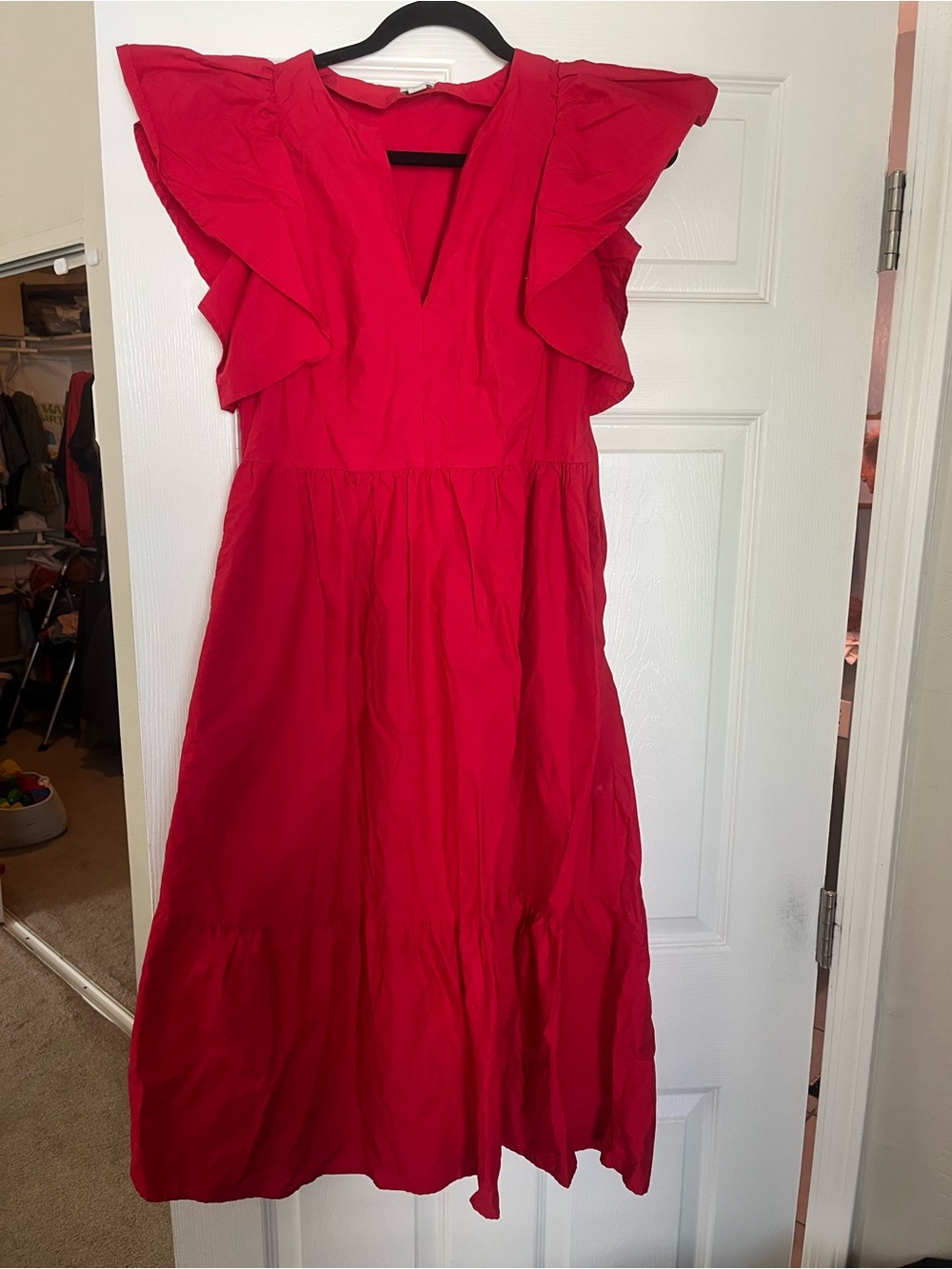 a new day Bright Red Ruffle-Sleeve Dress